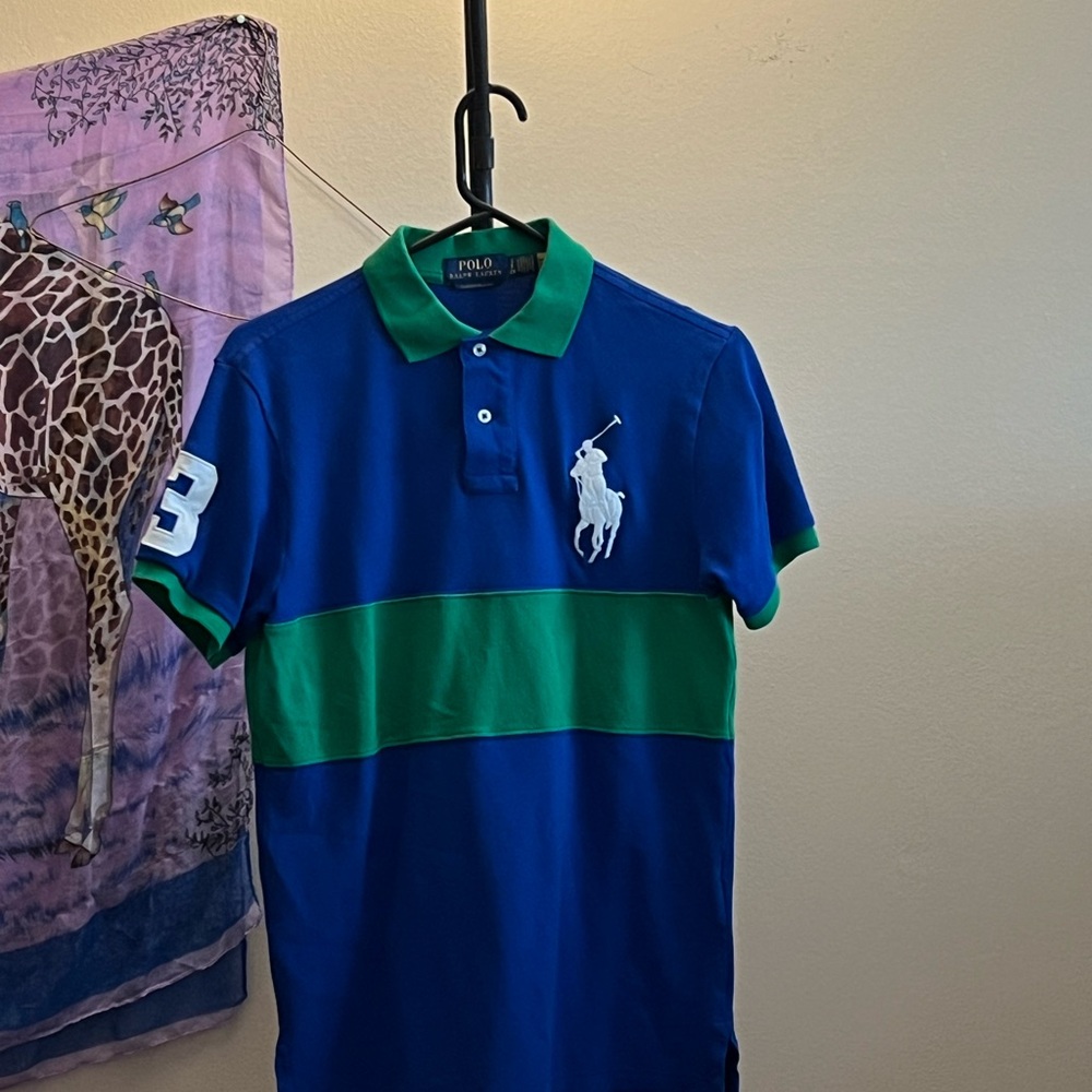 New Polo by Ralph Lauren Kids Blue and Green Striped Polo